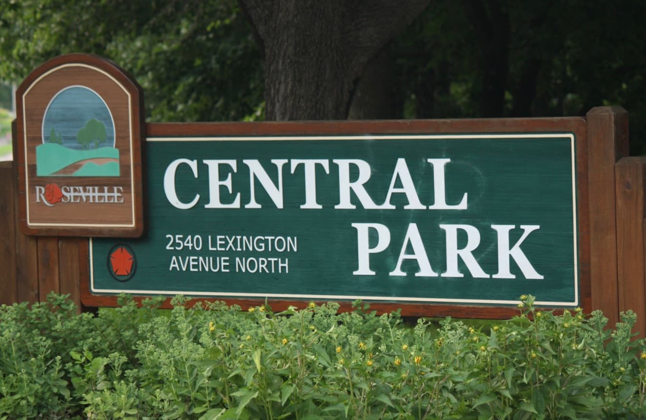 Central Park sign in Roseville MN