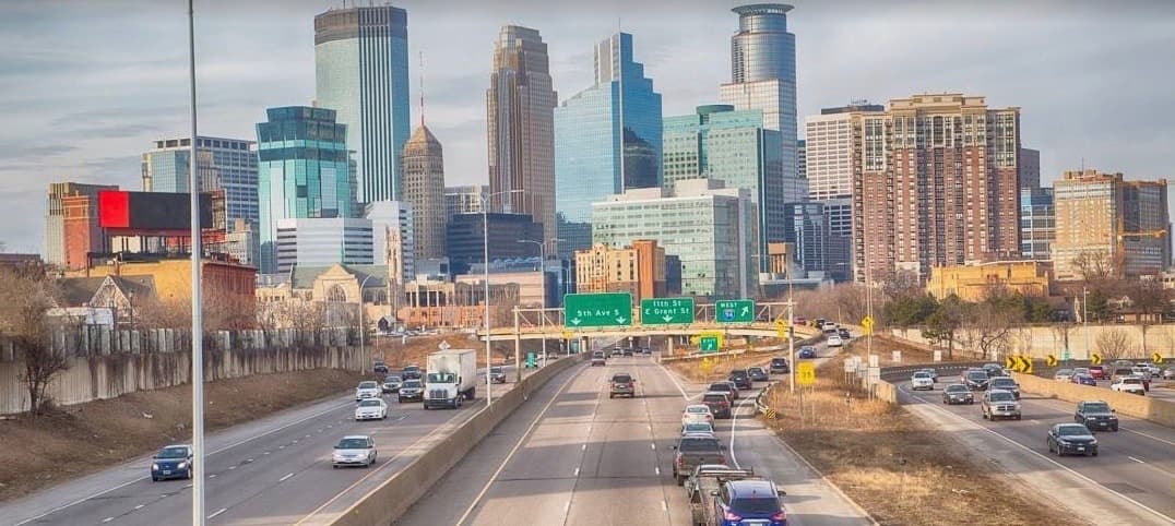 Downtown Minneapolis on Highway 94 Westbound